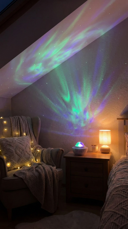 Loomé projecteur aurore boréale dans une chambre